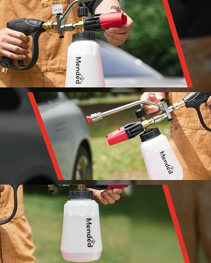 Sakertool Foam Cannon Dual Connector Accessory for Pressure Washer Kit,Car Wash Foam Gun - Power Washer Accessories Gun with Foam Cannon Dual Connector for cleaning - 5 Power Washer Sprayer Nozzles