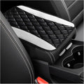 Car Center Console Cushion Pad, Universal Leather Waterproof Armrest Seat Box Cover, Comfortable Auto Armrest Cover Protector, Car Interior Decor Accessories for Most Vehicles (Black & White)