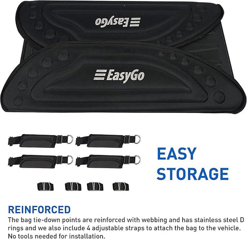 Aerodynamic Car Rooftop Cargo Carrier Bag - Soft Roof Top Luggage Bag for All Vehicles SUV with/Without Rack – Hard Sides - 4 Adjustable Straps – 8 Cubic Feet - Fold Flat Storage Bag