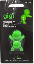 Gigi Car Air Freshener Citrus Fragrance Green Long Lasting 45 Days Air Vent Clip Uses Alcohol-Free Fragrance Oil Non-Toxic EVA Material