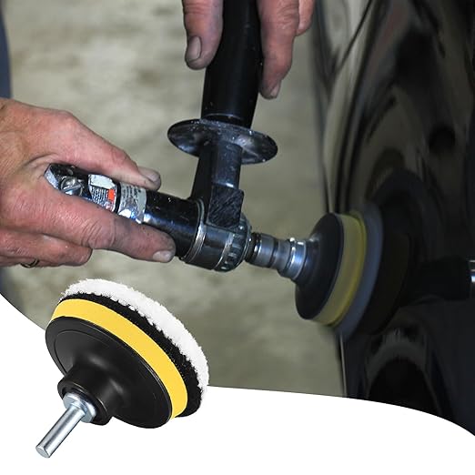5 Pcs Wool Polishing Buffing Pads, 5 Inch Car Polishing Buffing Wheel with Hook and Loop Back for Drill Buffer Attachment, Car Buffer Polisher Kit for Cars Polish, Waxing, & Compound Cutting