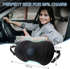 BYMECOST Lumbar Support Pillow for Car, Ergonomic Back Cushion with Strap, Memory Foam Lower Back Support Cushion for Driving, Lumbar Pillow for Pain Relief, for Office Chair, Long Sitting (Black)