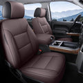 Coverado Silverado Seat Covers Full Set, Faux Leather Car Seat Covers Fit for Chevy Silverado GMC Sierra 2007-2013 & 2019-2026 1500, 2020-2026 2500HD 3500HD Crew Double Extended Cab(Brown)