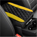 Car Center Console Cushion Pad, Universal Leather Waterproof Armrest Seat Box Cover, Comfortable Auto Armrest Cover Protector, Car Interior Decor Accessories for Most Vehicles (Black & Yellow)
