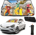 CHILL·TEK Funny Animal Car Windshield Sun Shade Umbrella, Funny Rooster Car Sun Shade Umbrella, Block UV Rays Heat Foldable Windshield Umbrella Sun Visor Protector - Keep Vehicle Cool for Cars SUV