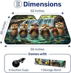 GENANY Cute Otter Windshield Sun Shade for Car SUV Truck (55x30 Inches), Sun Shade Windshield, Shades for Front Windows, Protector Blocks UV, Car Decor