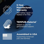 Tempur-Pedic All-Purpose Memory Foam Travel Pillow, Peanut-Shaped Lumbar Pillow for Neck and Back Pressure Relief, Navy