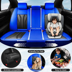 Fit HRV Car Seat Covers Compatible with Honda HRV 2016-2025 2026, Premium Leather Breathable, Wear Resistant, Airbag Compatible, All-Weather Protection & Full Coverage, Full Set Blue&Black