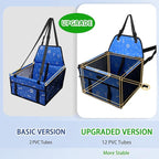 PetsHome Dog Car Seat Foldable Dog Car Booster Seat Waterproof Breathable Oxford Travel Bag for Small to Medium Dogs, Puppies, and Pets-Pattern Blue-Upgrade