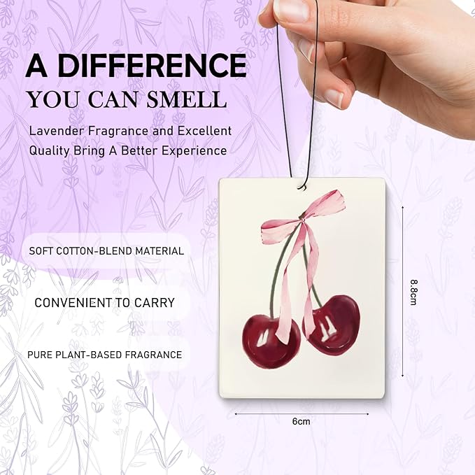 Coquette Pink Bow Air Freshener for Car, Preppy Pink Cherry Ace Card Air Freshener Hanging 3 Pcs for Cars Closet Drawer Books Bathroom,Gift for Woman