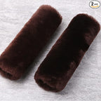 OGLAND 2 Pack Car Seat Belt Cover Cushion, Fluffy Soft Sheepskin Auto Should Seat Belt Pads, Neck Protector for Women Adults Baby Kids Pet (Mocha)