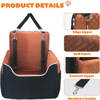 Dog Car Seat for Small/Medium Dogs Under 35lbs, Soft Booster Car Seat with Detachable Washable Cover and Cushion, Memory Foam Pet Car Seat with Safety Belt and Storage Pockets, Puppy Dog Car Bed