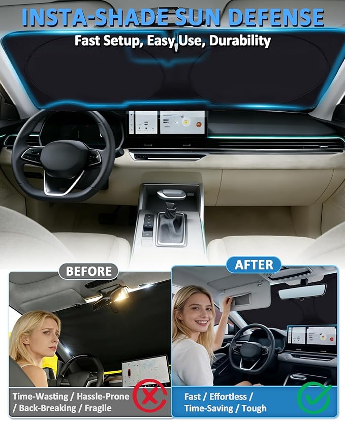Sunshade for Explorer Windshield Sun Shade for Ford Explorer 2020-2026 Accessories Foldable Front Window Shield Cover Sun Visor Protector Block UV Rays