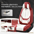Coverado Seat Covers Full Set, 5 Seats Seat Covers for Cars, Waterproof Nappa Leather Car Seat Covers with Head Pillow, Seat Protectors Car Seat Cushion Universal Fit for Most Cars (Red&White)