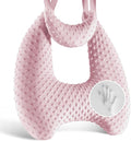 Memory Foam Kids Travel Pillow, Car Pillow for Kids, H-Shape Car Pillows for Sleeping, Removable Pillowcase, Adjustable, Velvet Dots, Pink