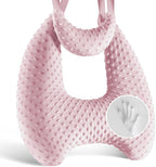 Memory Foam Kids Travel Pillow, Car Pillow for Kids, H-Shape Car Pillows for Sleeping, Removable Pillowcase, Adjustable, Velvet Dots, Pink