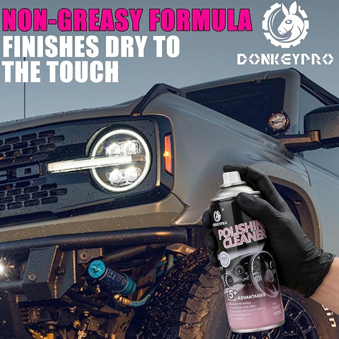 DONKEYPRO Car Interior Cleaner and Protectant, 15 Fl Oz Polishing Cleaner Interior Detailer Spray - Repels Dust & Staining, Restores & Protects Plastic, Vinyl, Leather Seats - UV Guard, Anti-Aging