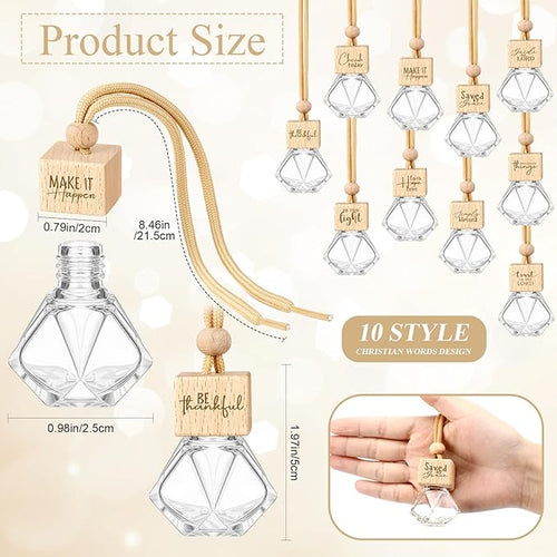 20 Pcs Christian Gifts Bulk Empty Wood Air Diffuser Freshener Church Accessories Essential Oil Car Freshener for Women Men Teacher Employee Housekeeping Coworker Christmas Appreciation