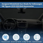Upgraded Windshield Sun Shade Window Sunshade for 2026 2025 2024 2023 2022 2021 2020 2019 2018 VW Tiguan Accessories Preferred Premium Car Sun Visor UV Protector Fit Volkswagen Tiguan SUV shield Cover
