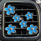 6pcs Colorful Daisy Flower Auto Air Vent Clips, Car Air Outlet Freshener Clip for Car Interior Decoration Accessories (Blue)