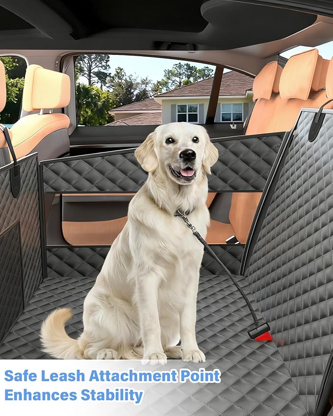 Dog Car Seat for Large Dogs, Back Seat Extender for Dogs, Foldable Pet Car Seat with Waterproof Oxford Fabric and Non-Slip Bottom, All-Around Protection and Strong Support, Grey