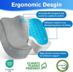 Seat Cushion, Chair Cushions, Office Chair Cushions, Anti-Slip Bottom & Removable Cover Tailbone Pain Relief Cushion, Memory Foam Seat Cushion, 5.28 in Thick (Light Grey)