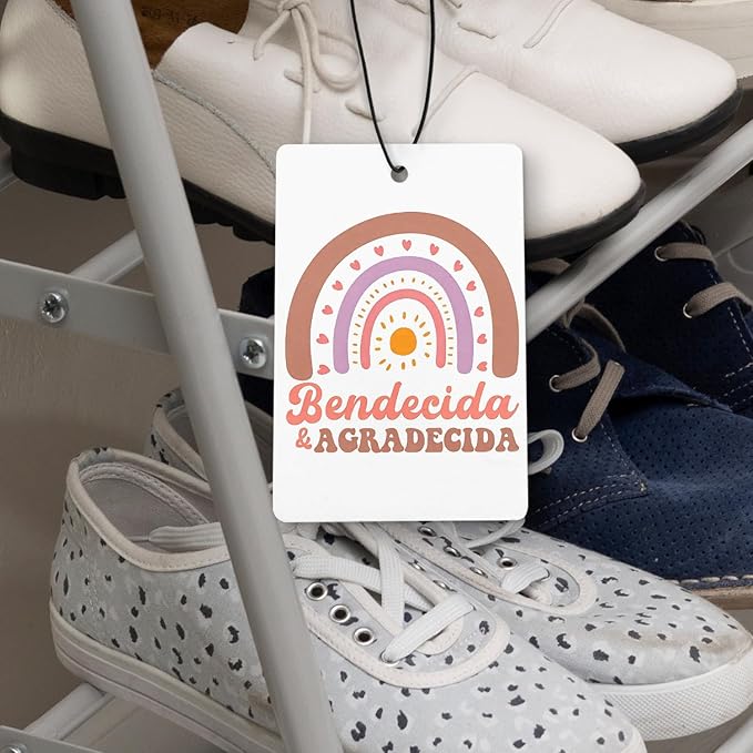 Inspirational Spanish Christian Car Air Freshener 4 Pcs, Encouragement Spanish Bible Verse Religious Hanging Air Freshener for Cars Closet Drawer Books, Christian Car Accessories for Women Kids
