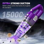 Handheld Vacuum Cordless, 15000PA Powerful Suction Car Vacuum Cleaner Lightweight with Multi Accessories, Hand held Vacuum Cleaner Dust Busters Cordless Rechargeable for Car Home