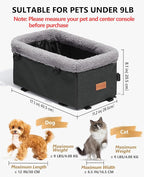 BurgeonNest Dog Carseat for Small Dog, Upgraded Console Pet Booster Seat with Metal Frame, Pet Carseat with Double Protection Seat Belts, Washable Cushion, Safety Leash and Storage Pocket(Large)