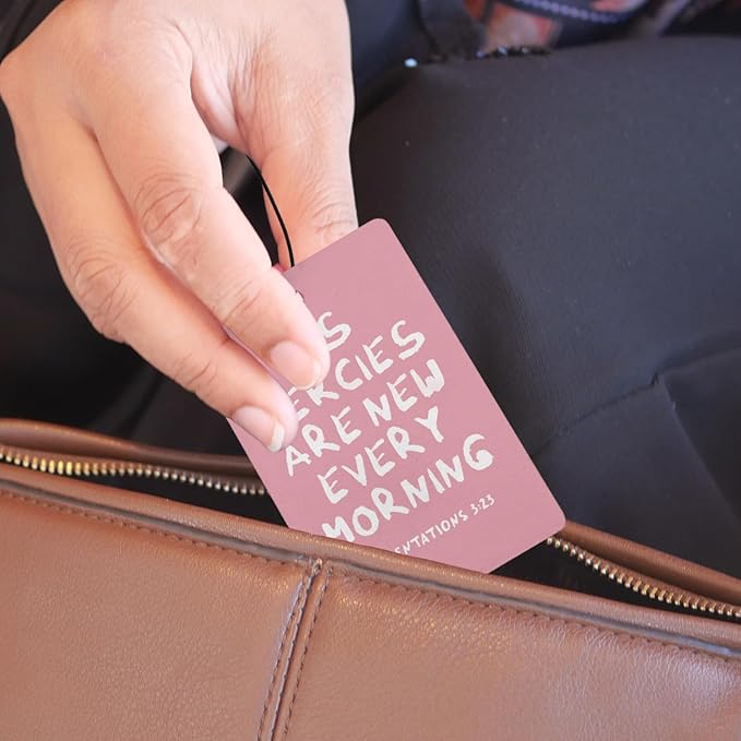 Pink Jesus Christian Car Air Freshener 4 Pcs, His Mercies Are New Every Morning Bible Verse Hanging Air Freshener for Cars Closet Drawer Books, Christian Car Accessories for Women Girls
