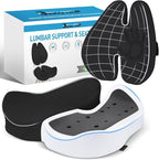 BEAUTRIP Seat Cushion & Lumbar Support Pillow for Office Chair, Car & Wheelchair - Ergonomic Coccyx Cushion for Tailbone, Sciatica & Back Pain Relief - Extra-Dense Charcoal Memory Foam Chair Cushions