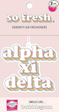 Sorority Shop Alpha Xi Delta Retro Air Freshener - AXD Bubblegum Scented Air Freshener – Sorority Retro Design Air Freshener for Car or Dorm– Sorority Gift, Charm Paraphernalia