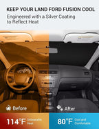 Proadsy 2026 Upgrade Windshield Sun Shade Custom Fit 2006-2012 Ford Fusion Foldable Front Sunshade Protector Sun Visor Blocks UV Rays Keep Car Cooler