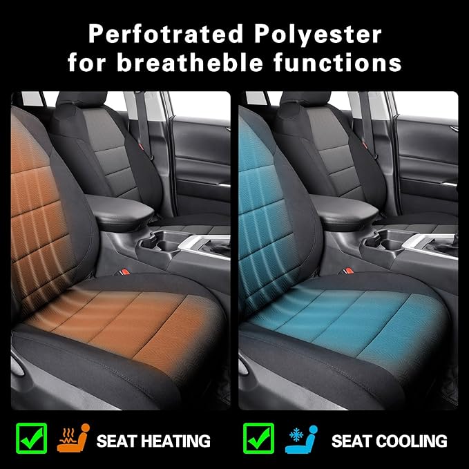 coverdream Rav4 Seat Covers Custom Fit for 2013-2018 Toyota Rav4 LE,Full Coverage Polyester Car Seat Protector(Full Set,Black & Gray)