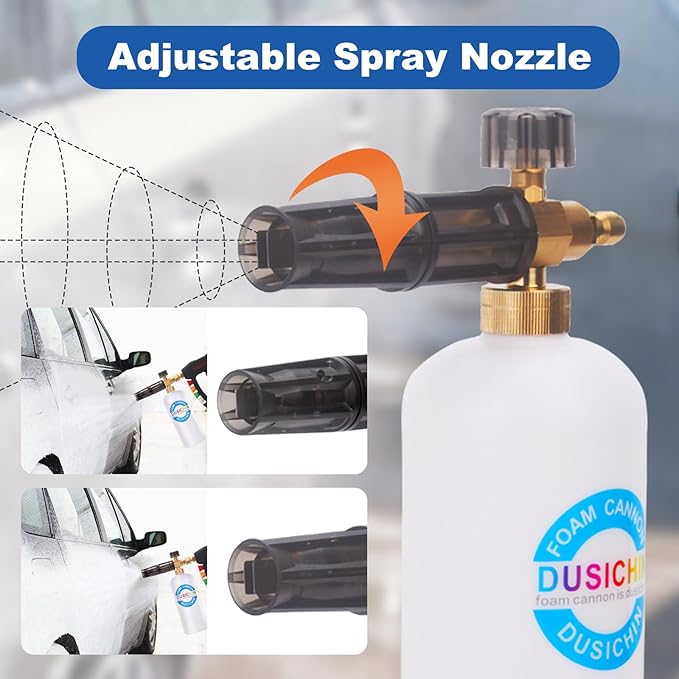 DUSICHIN Foam Cannon Snow Lance Pressure Washer Nozzle Tips Holder Container Base, 5 Power Washer Sprayer Nozzles 1/4" Quick Connect Soap Cannon 3000PSI Jet Wash DUS3001