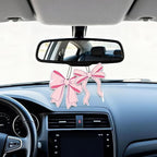 Pink Bow Car Air Fresheners,5-Pack Floral Scents Cute Car Accessories,Funny Hanging Ornament Decor for Rearview Mirror,Long-Lasting Fresh Gifts for Women,Girls,Coworkers,Teacher & Nurse