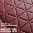Black Panther Luxury PU Leather Rear Car Seat Cover Adjustable Length (49-55'') Back Seat Protector Fits 90% Vehicles (Sedan SUV Truck), for Seat Bottom Only,Triangle Quilting Design,Burgundy