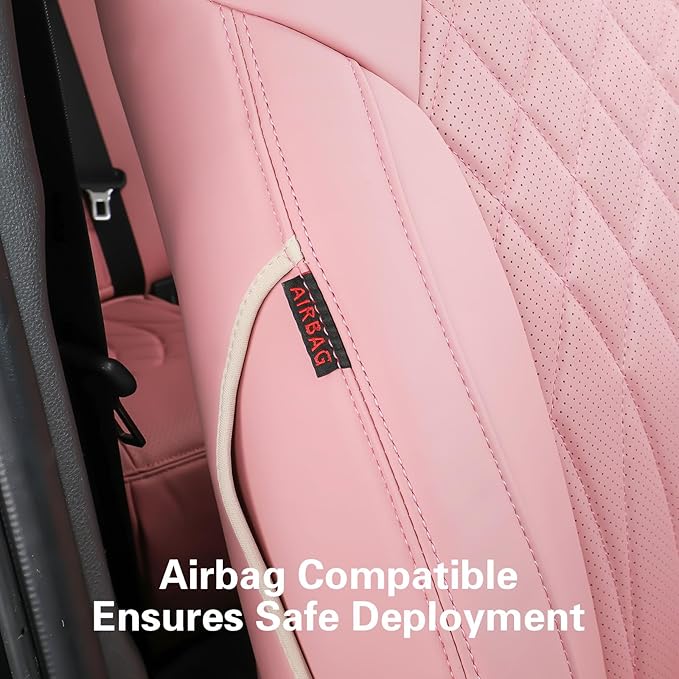 EKR Rav4 Seat Covers Custom Fit for Toyota Rav4 (Hybrid) SE/XSE & (PHEV) GR Sport 2026, Car Seat Cover Full Set for SUV,Factory-Style Upgrade, Easy-Wipe Protection,Faux Leather(Pink)