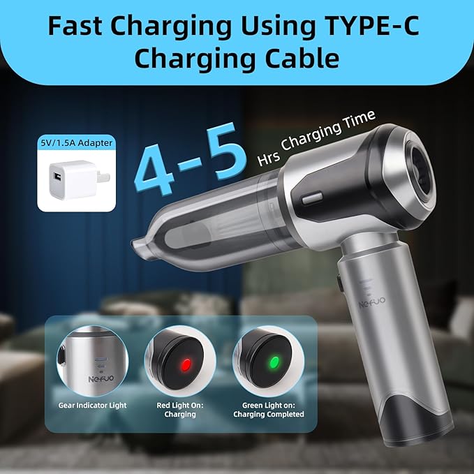 Handheld Car Vacuum Cleaner, 22000Pa High Power Hand Held Vacuum Cordless, 9-in-1 Car Vacuum Portable Cordless, 120W Handheld Vacuum with Multi-Nozzles for Auto, Home, Office, Pet