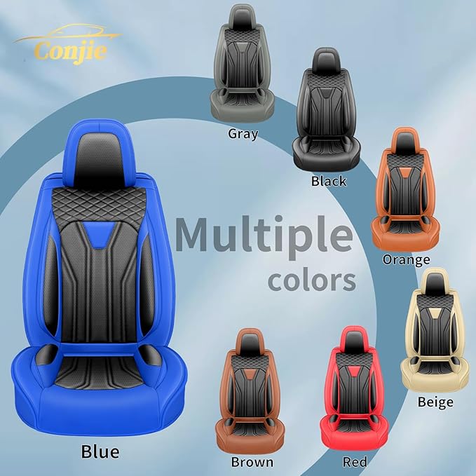 Fit Sonata Car Seat Covers Premium Leather for Hyundai Sonata 2007-2025 2026. Waterproof， Breathable, Scratch-Resistant & All-Weather Seat Cushion Protector（Front Seat,Blue&Black