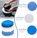 THINKWORK 10 Pcs Car Polishing Pad - 10 Inch Buffing Pad, Microfiber Wax Applicator Pad, Wool, Coral Fleece