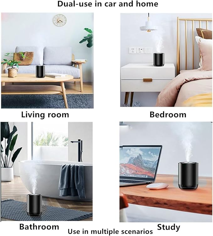 Smart Car Air Freshener 50ML Perfume Ultrasonic Mist Aromatherapy Diffuser Portable Humidifier for Car and Home Use Automatic Start and Stop 3 Modes 4 Freshness Principles(Charming Encounters)