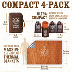 Don't Die In The Woods - Freakin’ Huge Emergency Blankets [4-Pack] Extra Large Thermal Mylar Space Blanket - One of The Ten Essentials Outdoor Survival Gear for Hiking Camping First Aid Kit (Orange)