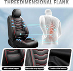 Fit Rogue Car Seat Covers Compatible with Nissan Rogue 2011-2025 2026 - Premium Leather， Waterproof Breathable， All-Weather Seat Cushion Protecto&Airbag Compatible (2 Front Seat Red Line Black)