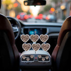 6Pcs Leopard Heart Car Air Freshener Clips - Fashion Animal Print Vent Decor Accessories, Long-Lasting Scent Diffusers for Women Girls, Cute Auto Interior Charms