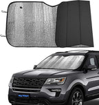 Big Hippo Front Car Sun Shade Windshield, Jumbo/Standard Sunshade Keeps Vehicle Cool UV Ray Sun Visor Protector Sunshades - Easy to Use Folding Sun Shade - Silver/Black Sides(Size: 55.16 X 27.5inch)