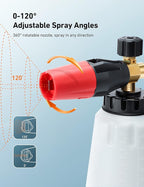 AstroAI Foam Cannon, Heavy Duty Car Foam Blaster Wide Neck Adjustable Snow Foam Lance and Thick Foam for Pressure Washer with 1/4" Quick Connector,1L Bottle