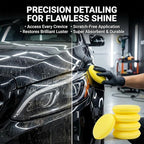 PSLER Foam Applicator Pads - Foam Car Wax Applicator Pad Detailing Round 4 inch Polishing Sponges for Car Wax Applicator Pad 12 Pack-Yellow
