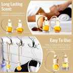 BOTO 100 Pcs Oil Air Freshener Diffuser with Wooden Cap Empty Essential Diffuser Aromatherapy Car Fresheners Clear Car Fragrance Holder Pendant Aesthetic Decor Hanging Perfume Bottle (Various Style)