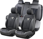 FLORICH Rear Seat Covers Leather Car Seat Covers Waterproof Back Seat Cover Automotive Seat Covers Universal Seat Cushion Protector for Most Cars Trucks SUV-Gray&Black